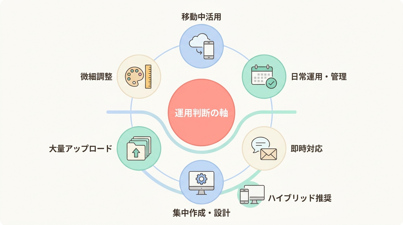スマホ運用に向いている人・PCをメインに使うべき人