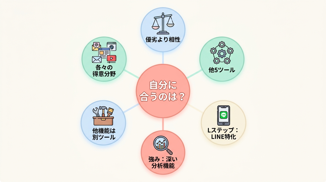 UTAGEと他5ツールの違い（Lステップ・エルメ・プロラインフリー・MyASP・オンクラス）